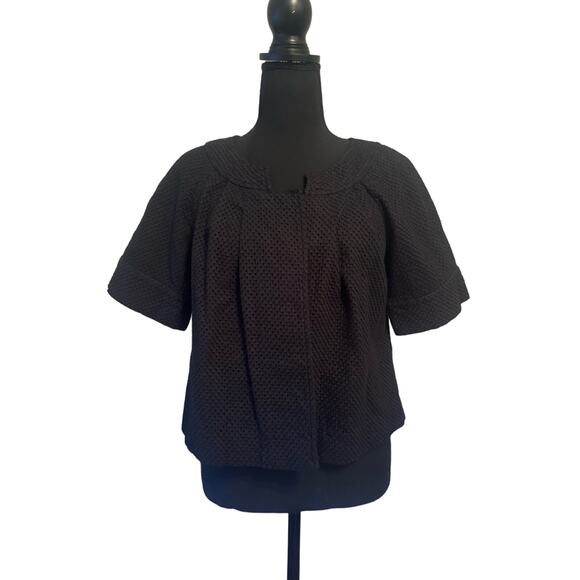 KENNETH COLE REACTION Black Cotton Short Sleeve Jacket Blazer Size 8 - Picture 1 of 6